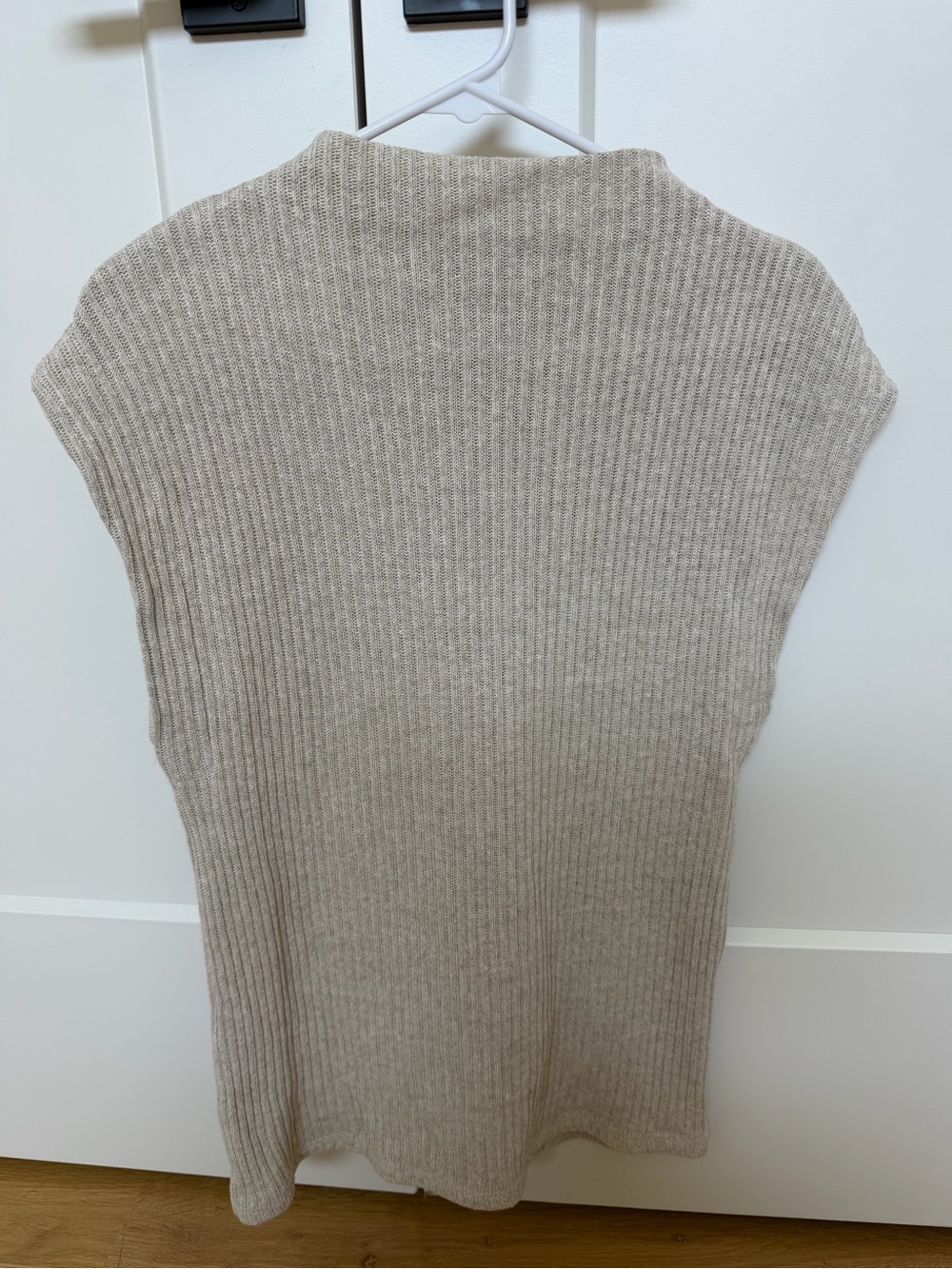 Zara Ribbed Knit Cowl Neck Sweater Vest in Beige